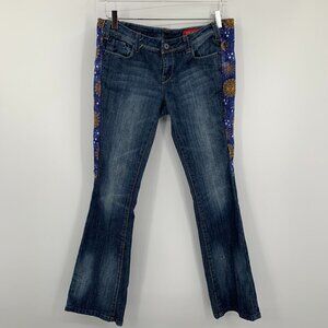 Yaso low rise flare bootcut customized jeans sun moon patch boho celestial 30